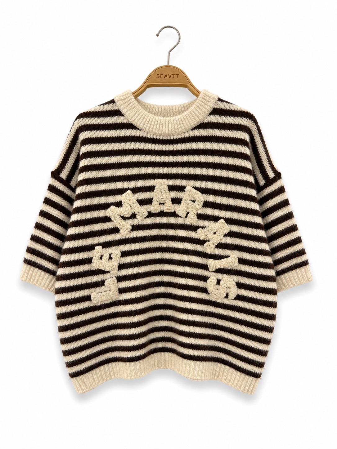 Grossiste Audrey - Pull Maille Rayée Oversize Femme