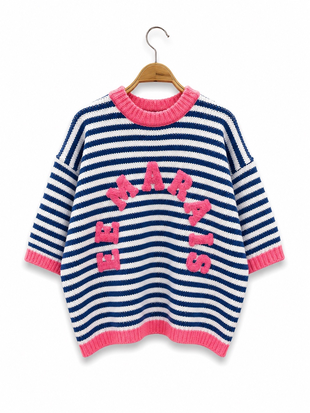 Grossiste Audrey - Pull Maille Rayée Oversize Femme