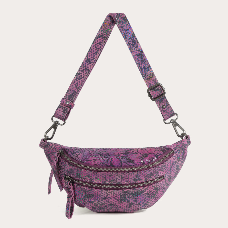 Wholesaler Auren - Double zipped fanny pack in cowhide leather