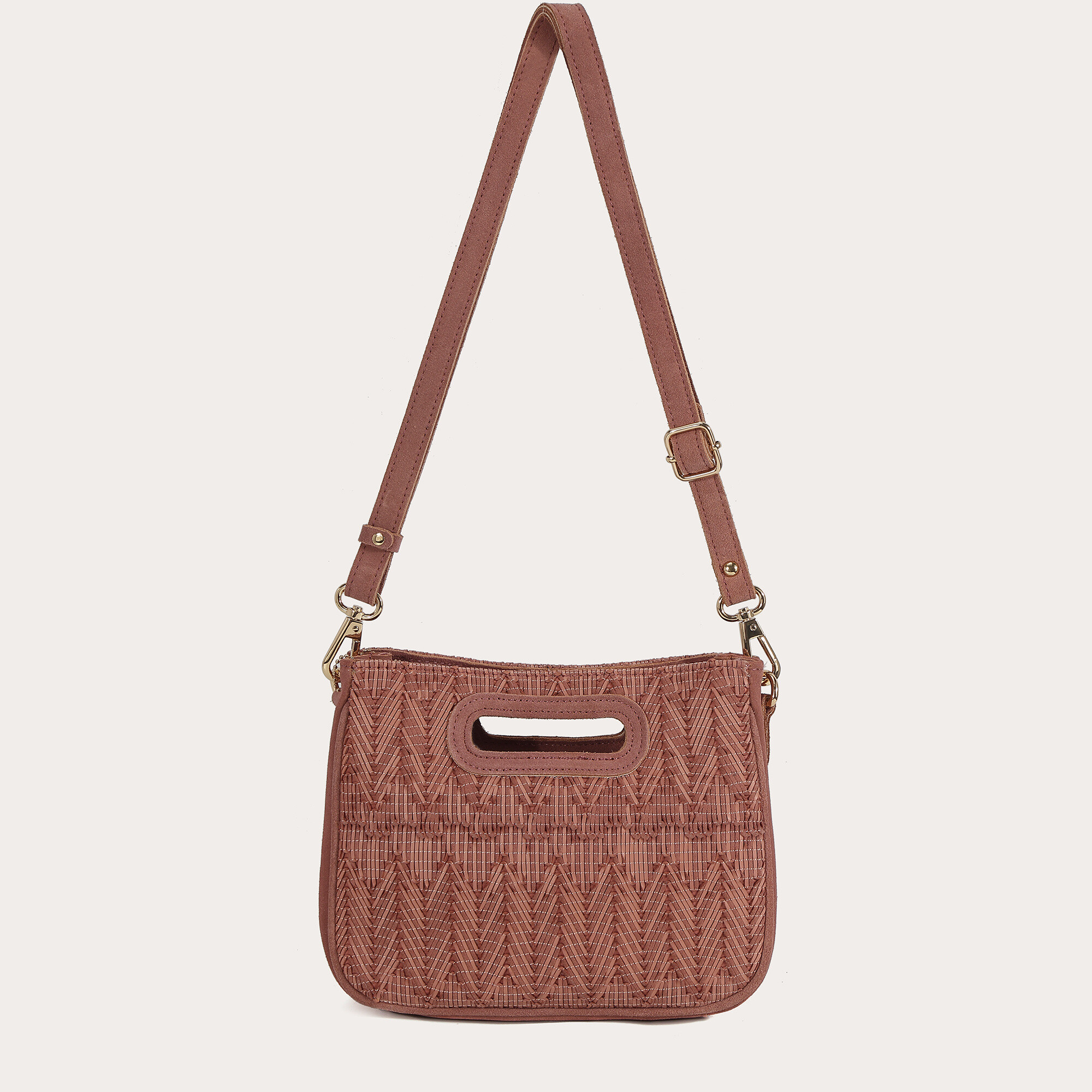 Wholesaler Auren - Crossbody bag in split leather with polyester trim