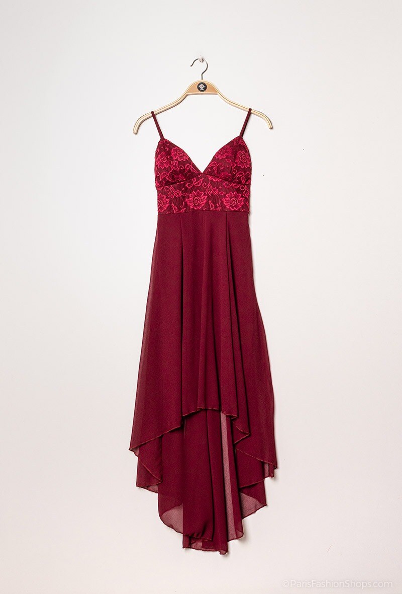 Grossiste Axange - Robe asymétrique bimetière en dentelle