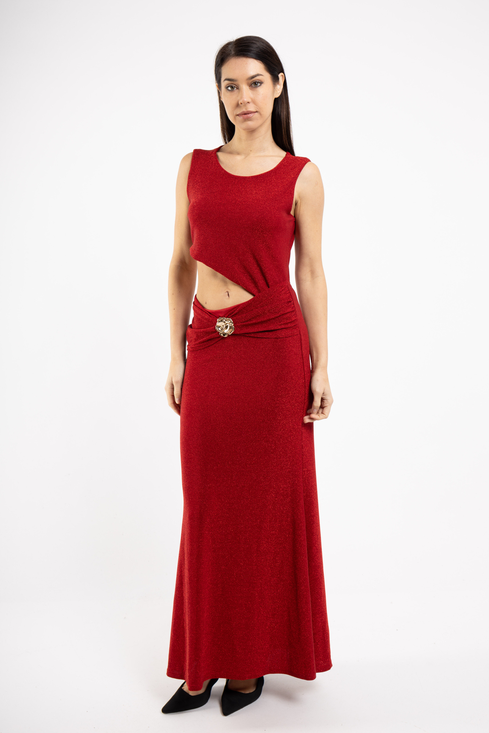 Wholesaler Axange - SHINY FABRIC DRESS WITH BUCKLE