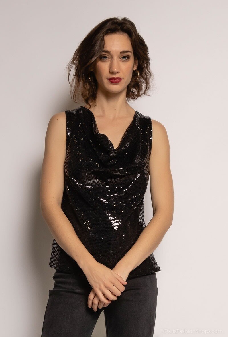 Wholesaler Axange - Sparkly blouse with cowl neck