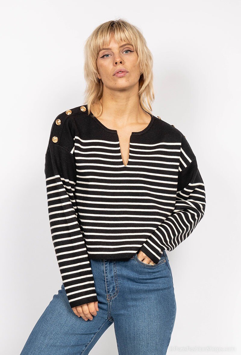 Grossiste Azaka II - Pull rayé en maille