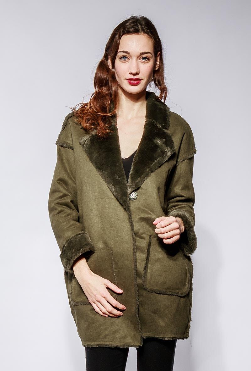 Mayorista Azaka II - Chaqueta de antelina con forro de piel