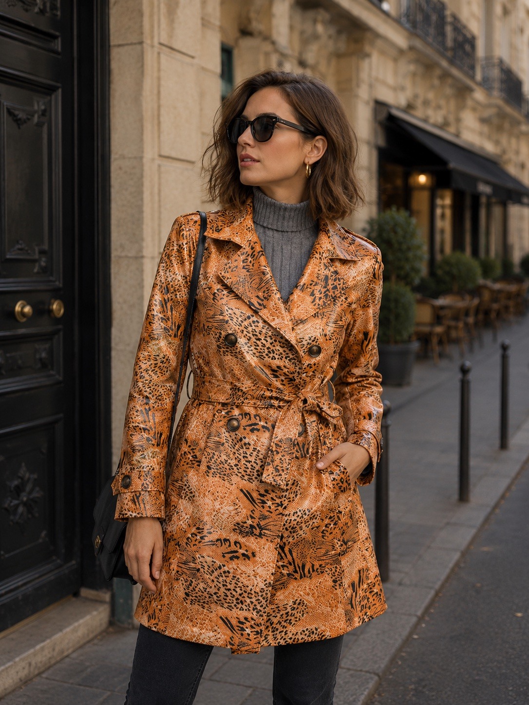 Großhändler Azaka II - Lackeffekt Trenchcoat