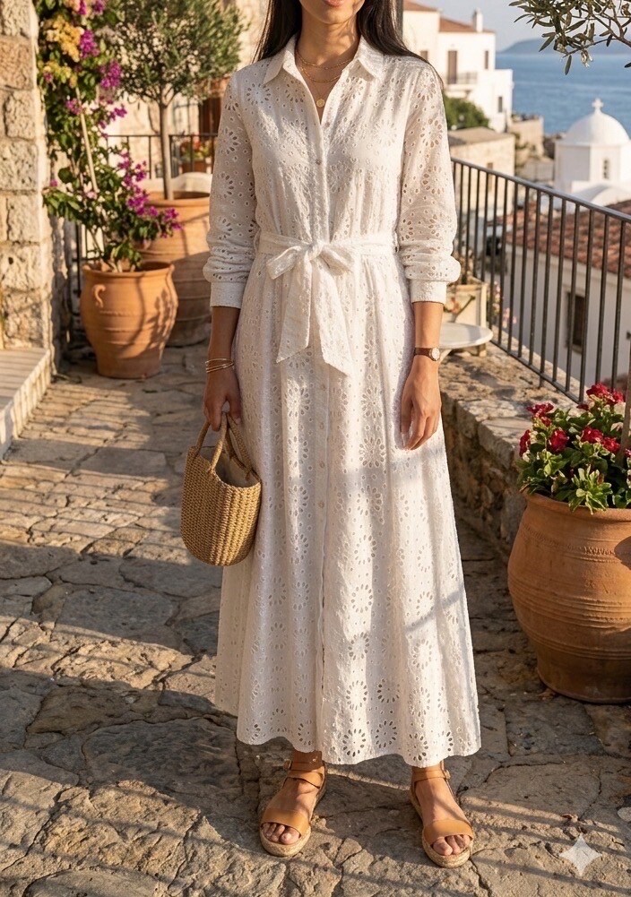 Großhändler Azaka II - Langes Baumwollkleid