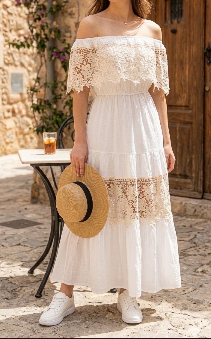 Großhändler Azaka II - Langes Baumwollkleid