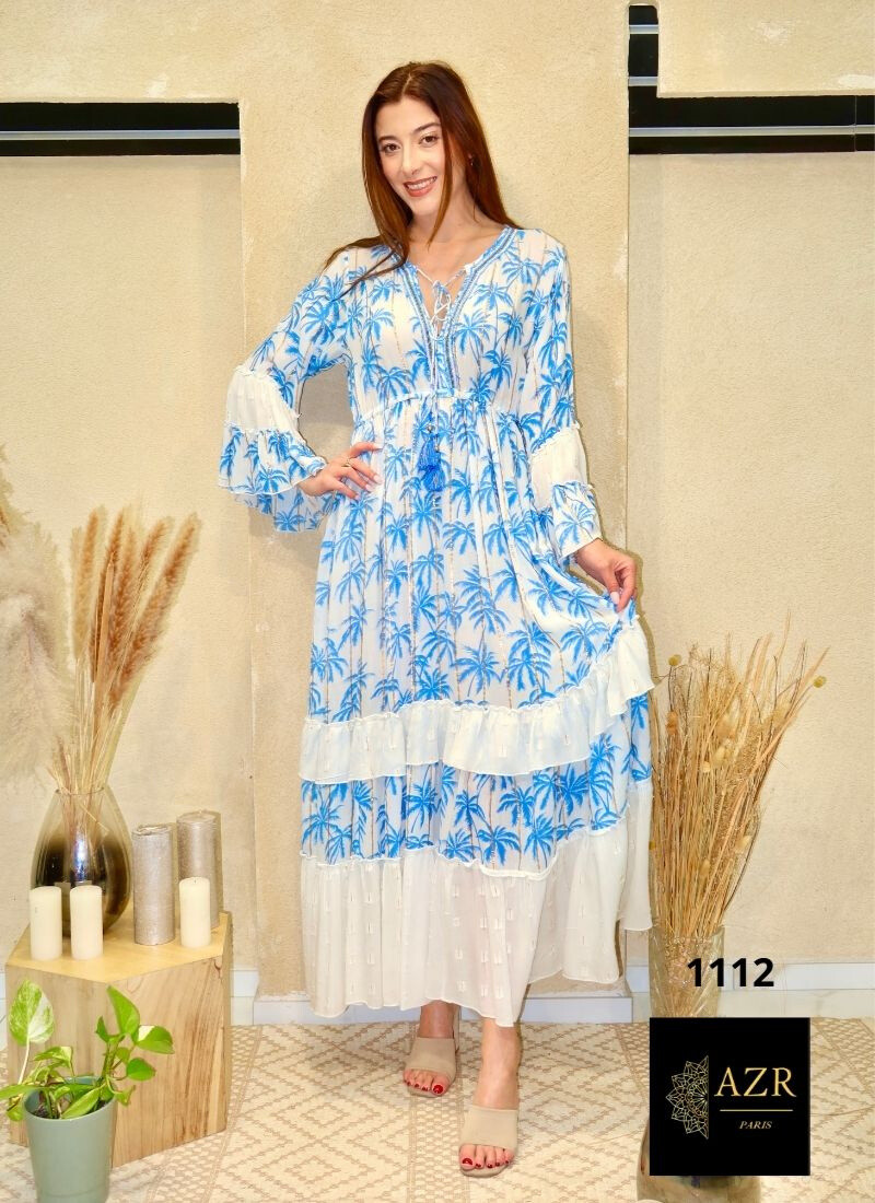 Wholesaler AZR PARIS - Long Bohemian Palm Tree Dress