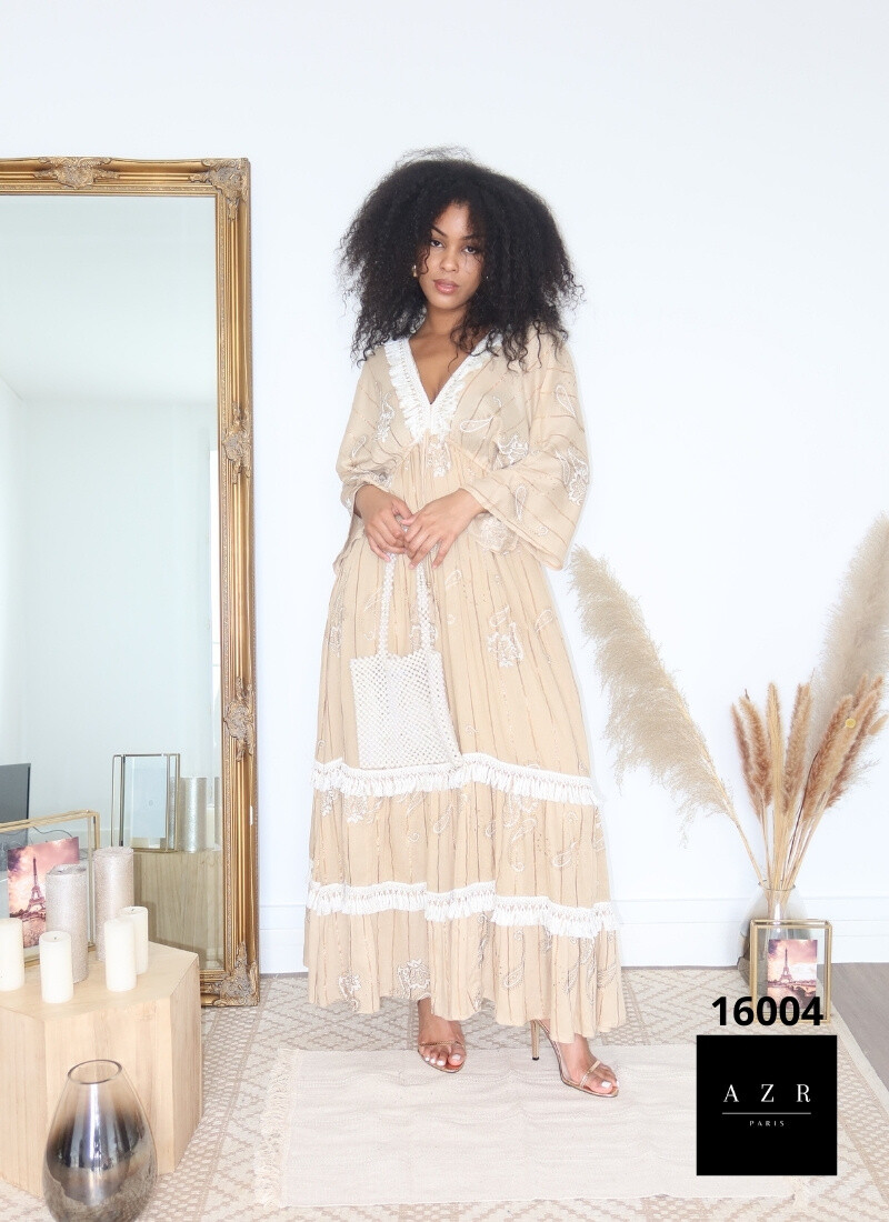 Wholesaler AZR PARIS - Long Dress 'Elegant Fringe'