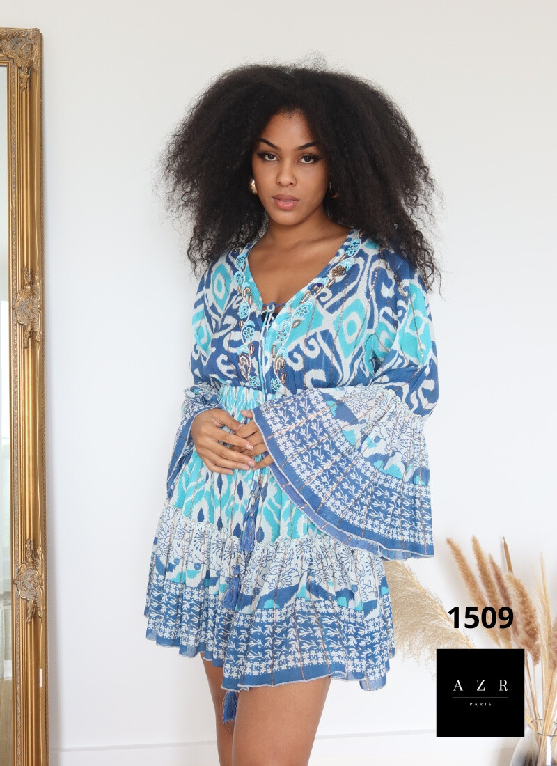 Wholesaler AZR PARIS - Short Bohemian Dress 'Dancing 'Flowy'