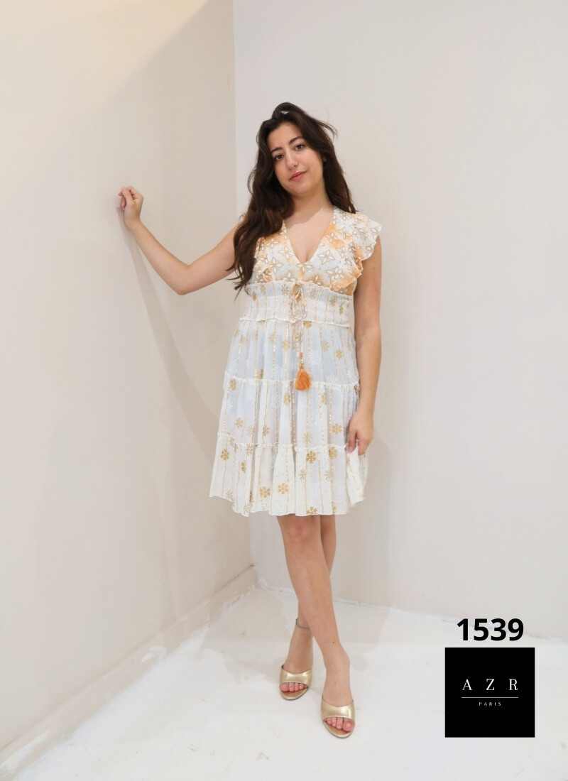 Wholesaler AZR PARIS - Short Bohemian Dress 'Floral Stroll'