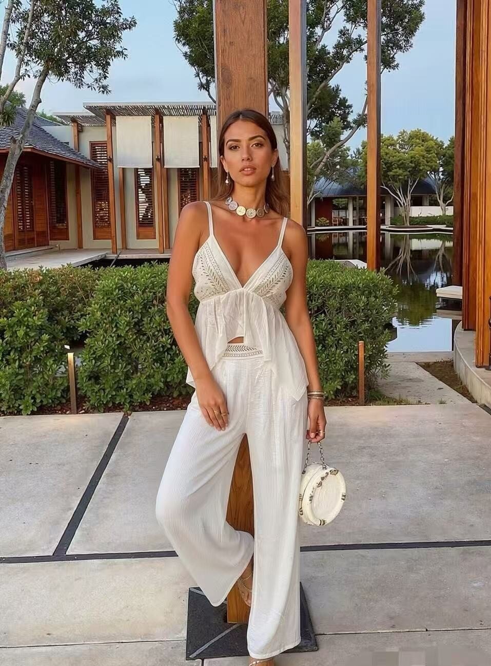 Wholesaler B-CHIC - BOHEMIAN RHINESTONE DETAIL PANTS