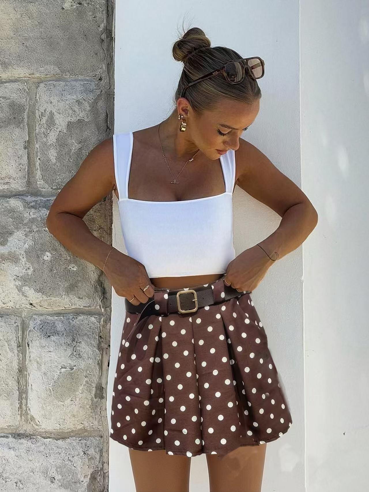 Grossiste B-CHIC - SHORT À POIS AVEC CEINTURE