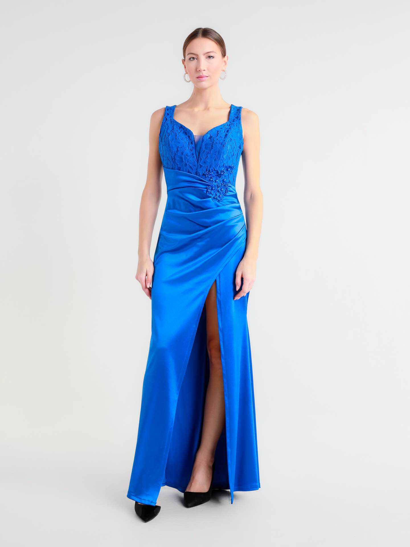 Mayorista BEHOO - Vestido largo con aplicación floral y abertura