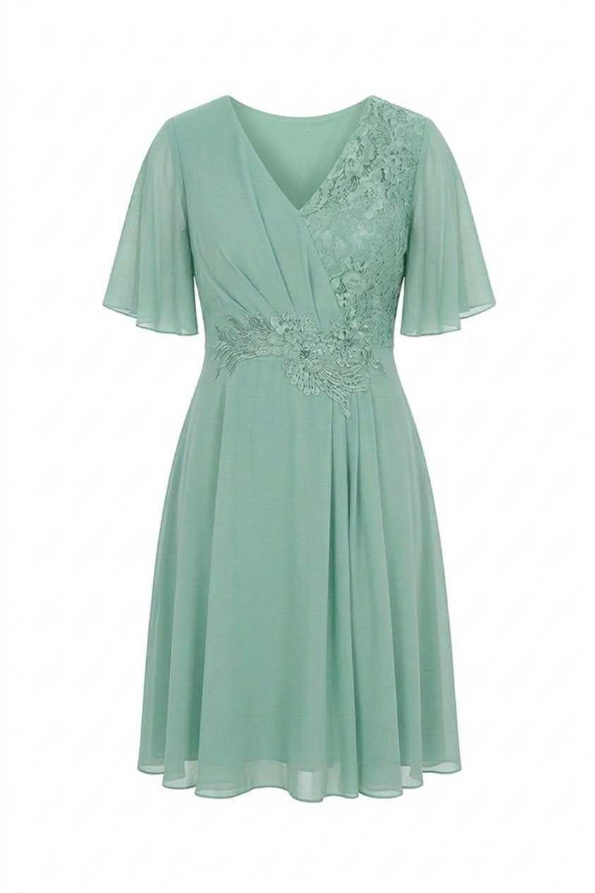 Mayorista BEHOO - Vestido de Ceremonia para Mujer en Chifón con Encaje y Mangas de Mariposa