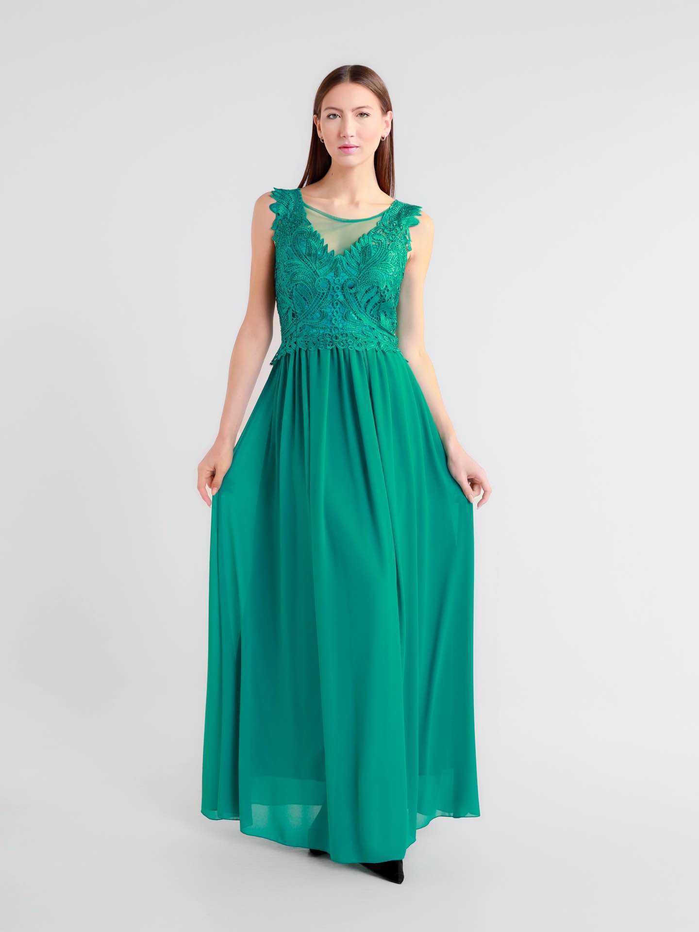 Mayorista BEHOO - Vestido Largo de Ceremonia para Mujer con Corpiño de Encaje Bordado