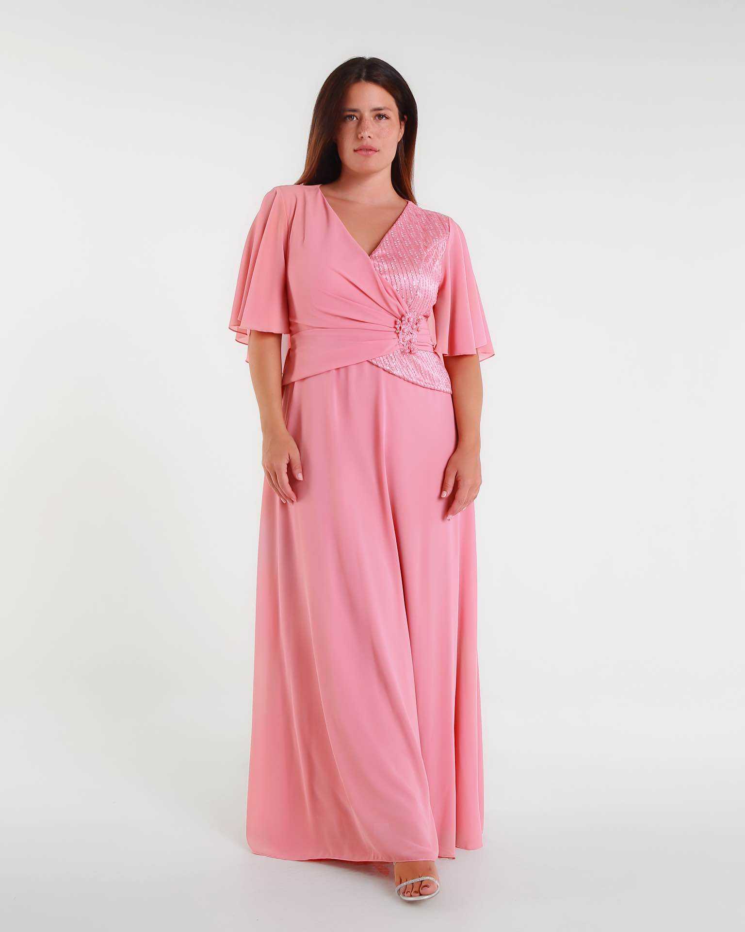 Wholesaler BEHOO - Long Ceremony Dress with Sequins and Cape Sleeves