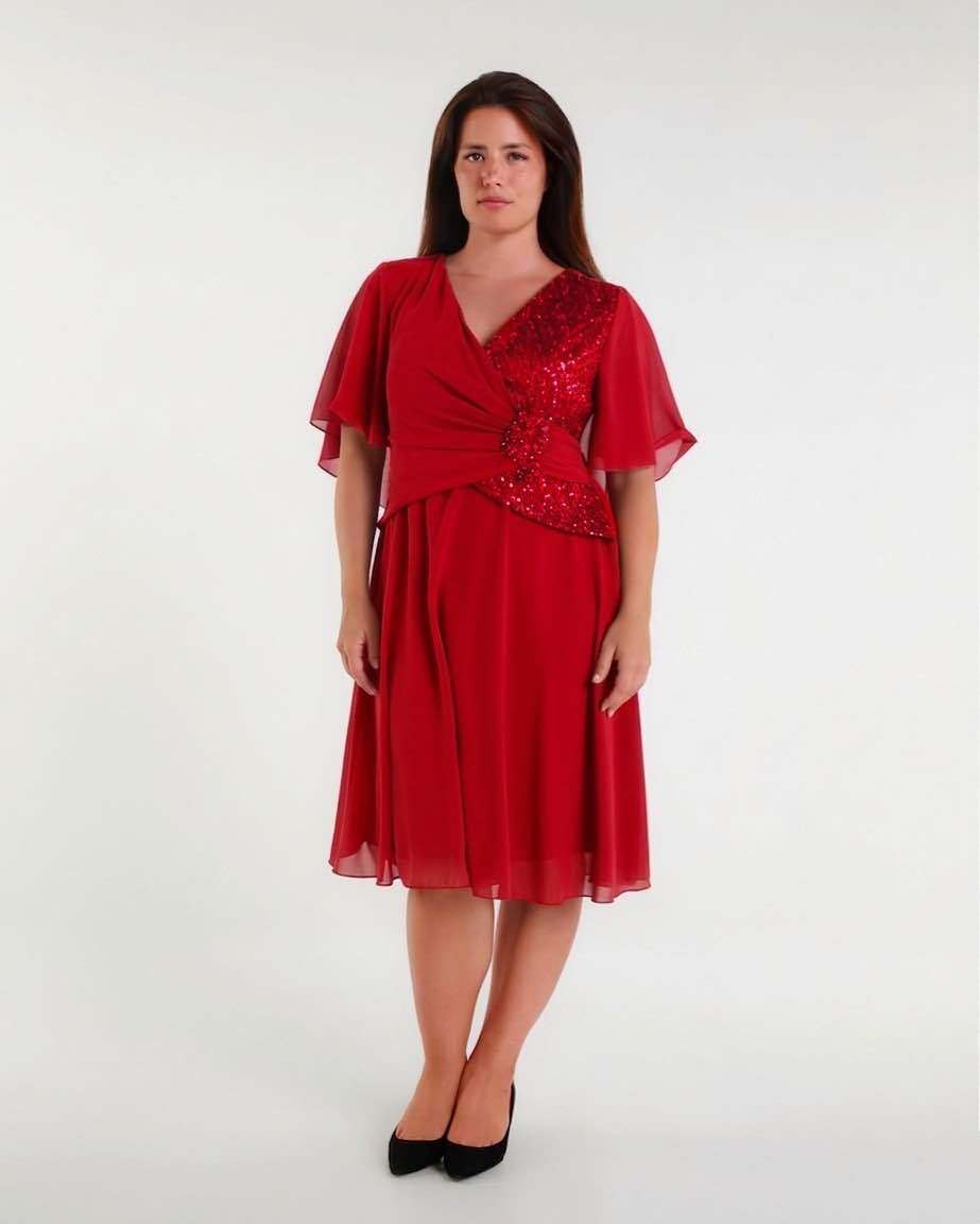 Grossista BEHOO - Abito Midi Elegante Donna con Paillettes e Mantella