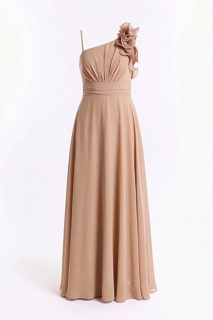 Wholesaler BEHOO - Women's long one-shoulder dress with 3D flowers and bow
