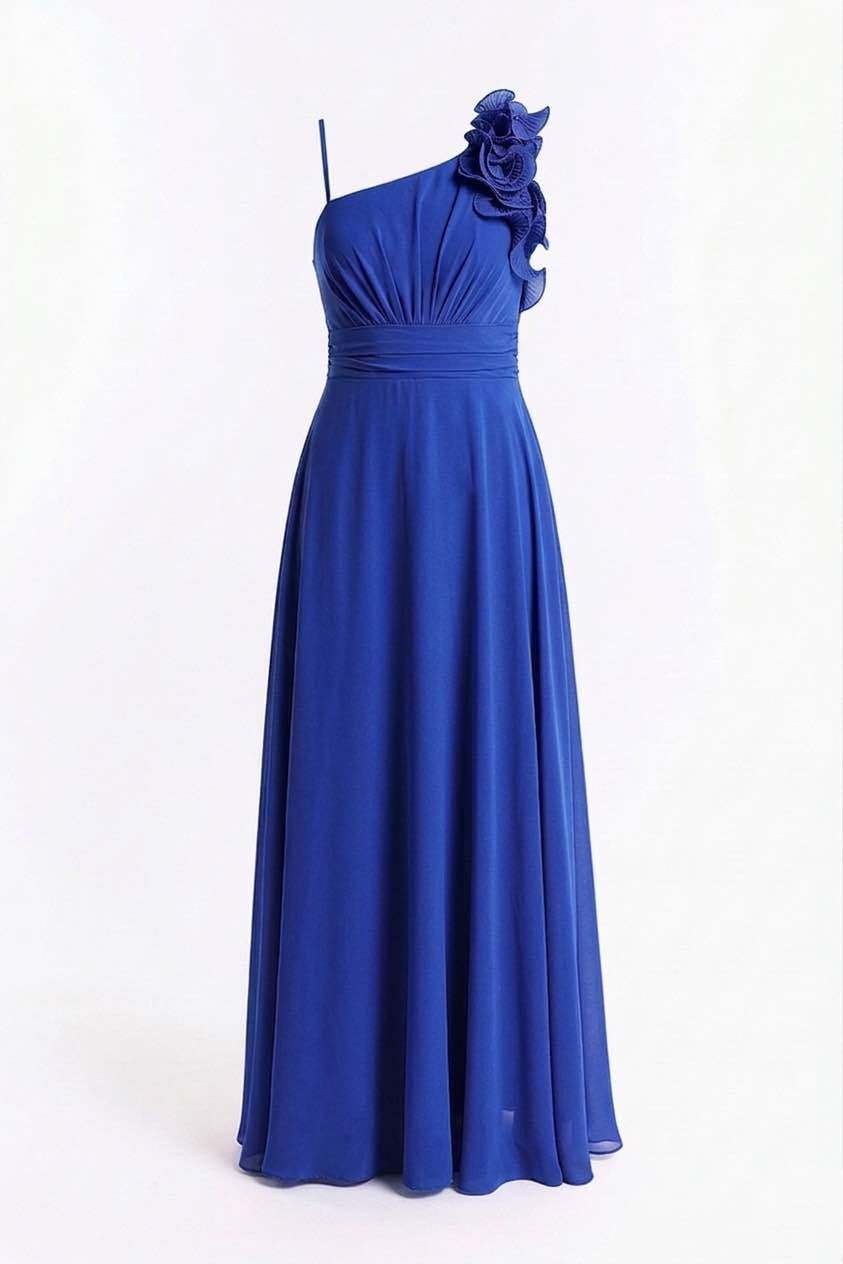 Grossiste BEHOO - Robe longue femme asymétrique avec fleurs 3D et nœud