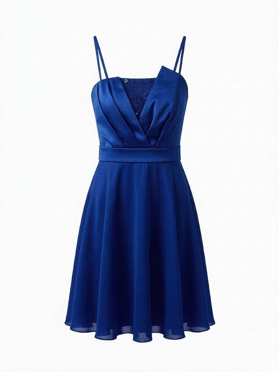 Wholesaler BEHOO - Elegant Short Dress with Thin Straps and Lace Insert