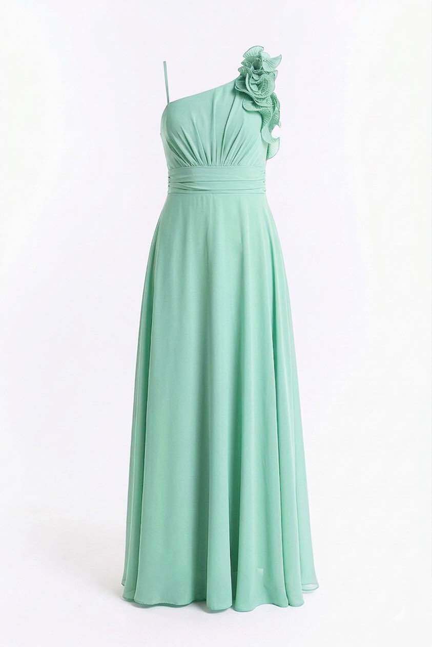 Wholesaler BEHOO - Women's long one-shoulder dress with 3D flowers and bow