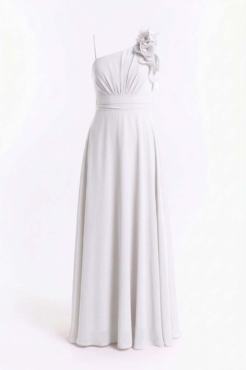 Wholesaler BEHOO - Women's long one-shoulder dress with 3D flowers and bow