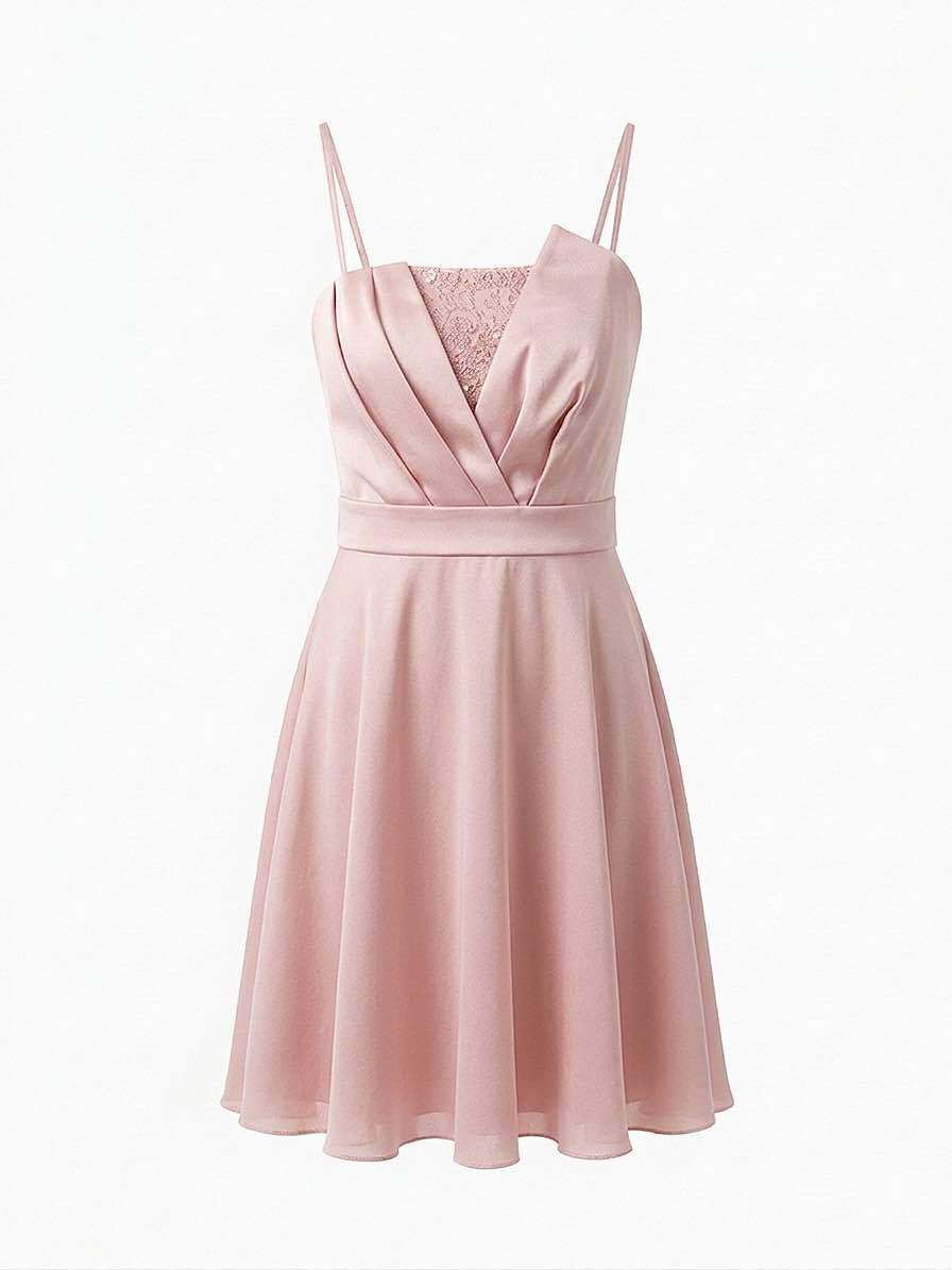 Wholesaler BEHOO - Elegant Short Dress with Thin Straps and Lace Insert