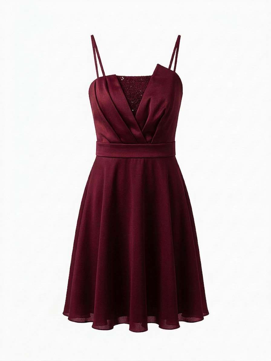 Wholesaler BEHOO - Elegant Short Dress with Thin Straps and Lace Insert