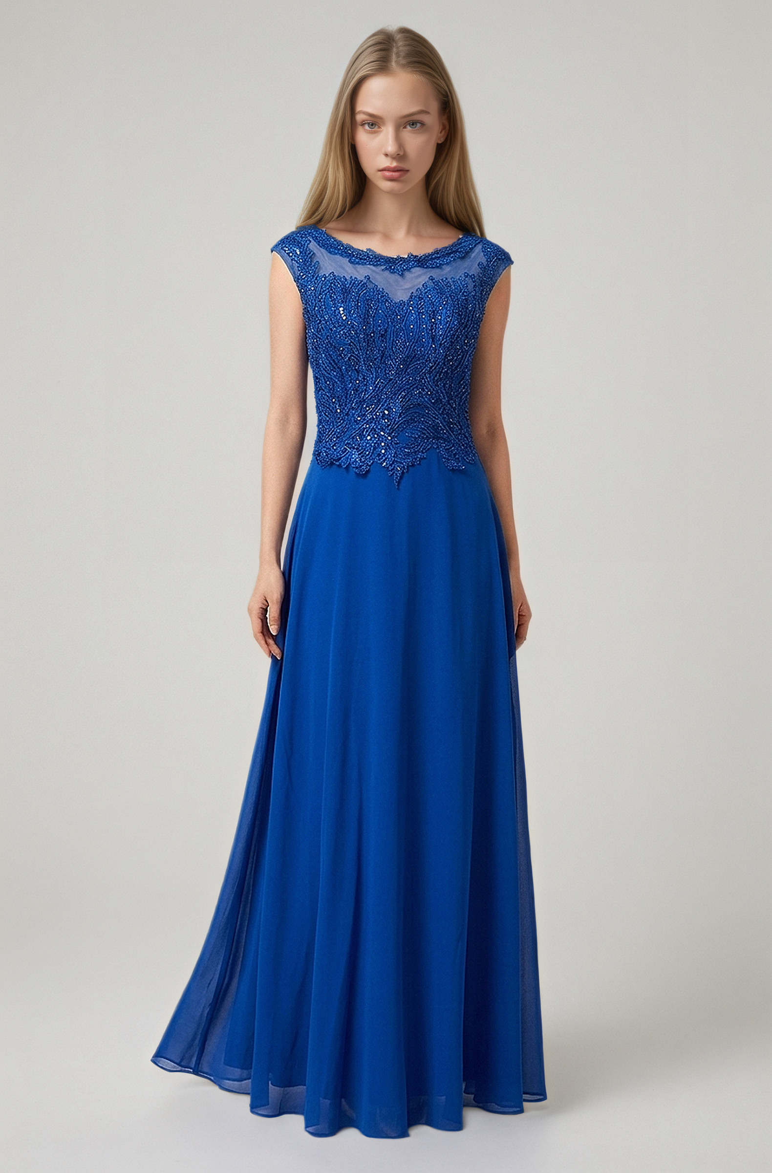 Grossista BEHOO - Lace Chiffon Evening Dress