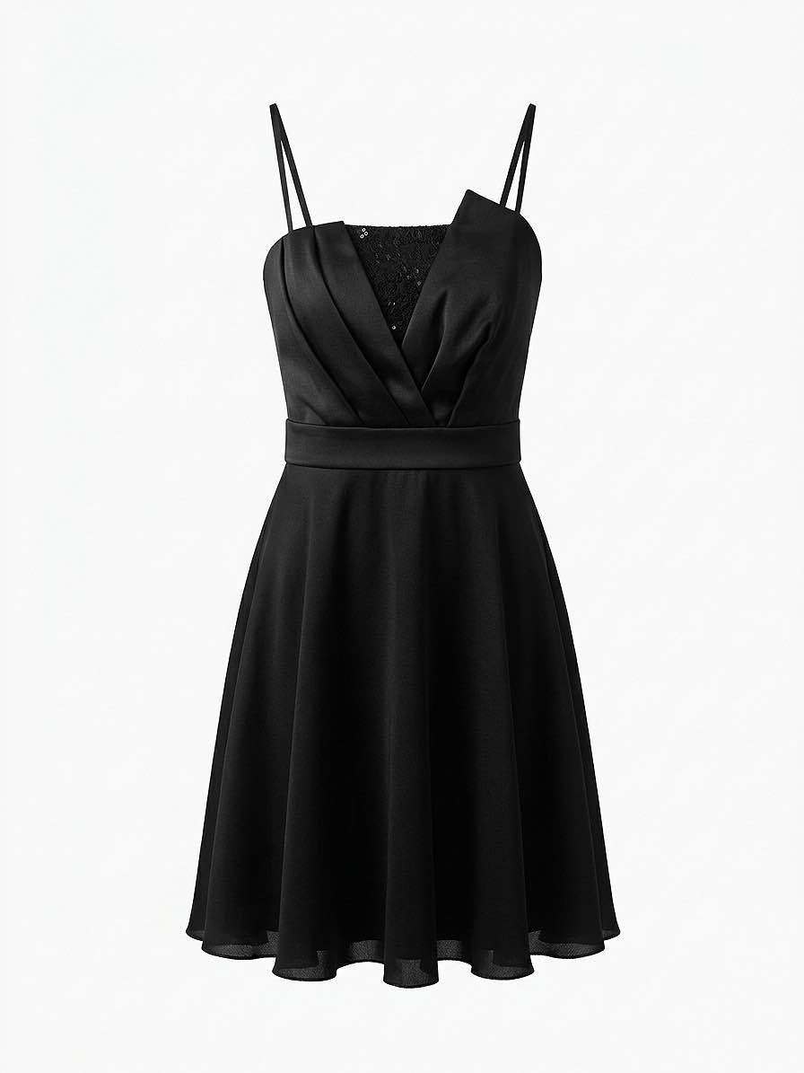 Wholesaler BEHOO - Elegant Short Dress with Thin Straps and Lace Insert