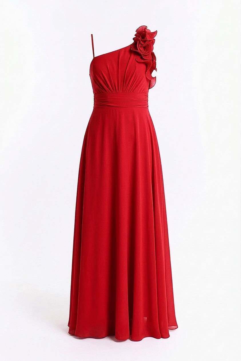 Wholesaler BEHOO - Women's long one-shoulder dress with 3D flowers and bow
