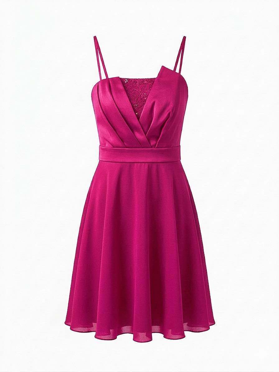 Wholesaler BEHOO - Elegant Short Dress with Thin Straps and Lace Insert