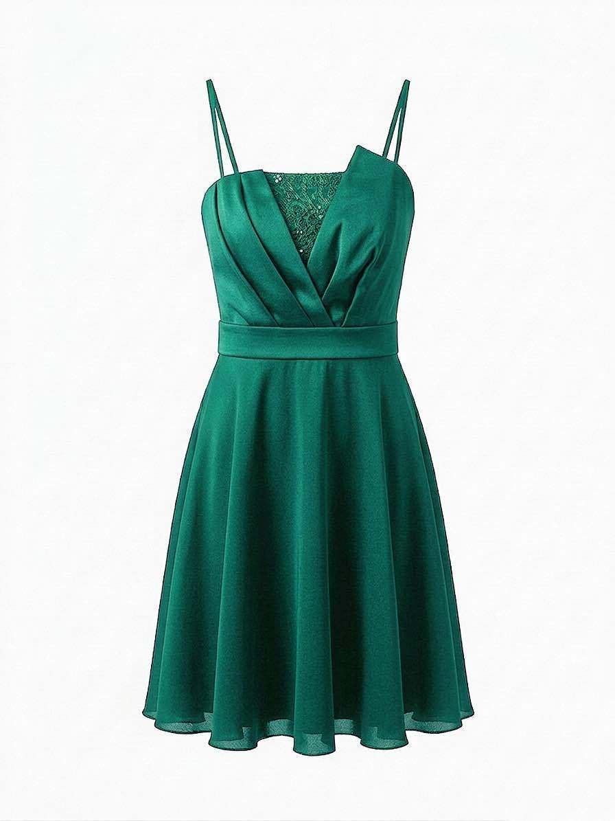 Wholesaler BEHOO - Elegant Short Dress with Thin Straps and Lace Insert