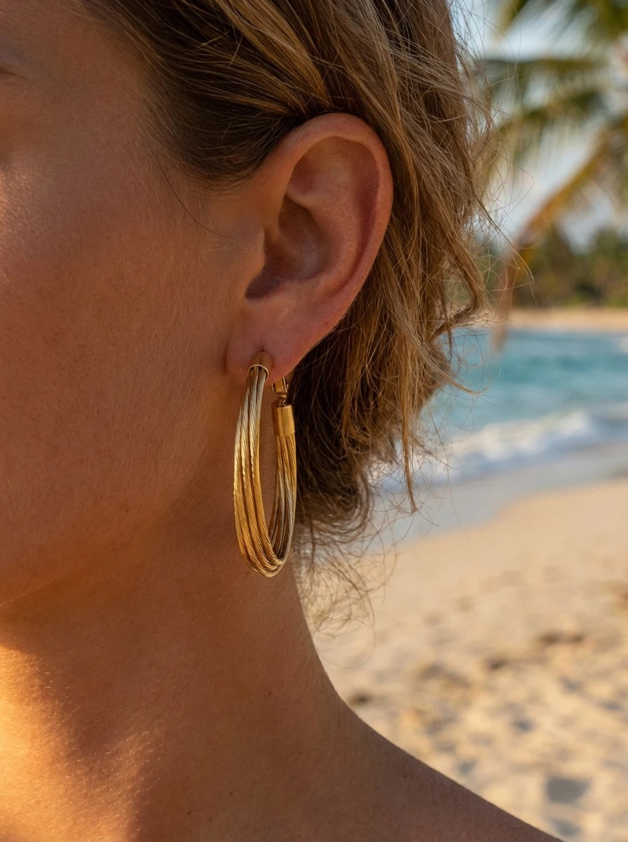 Mayorista Beli & Jolie - Pendientes de aro de acero inoxidable