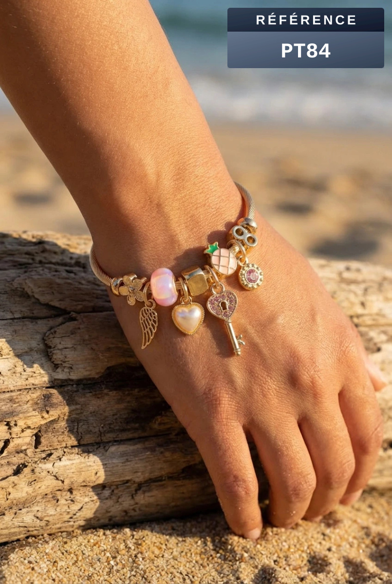 Grossista Beli & Jolie - Bracciale rigido con charms in metallo
