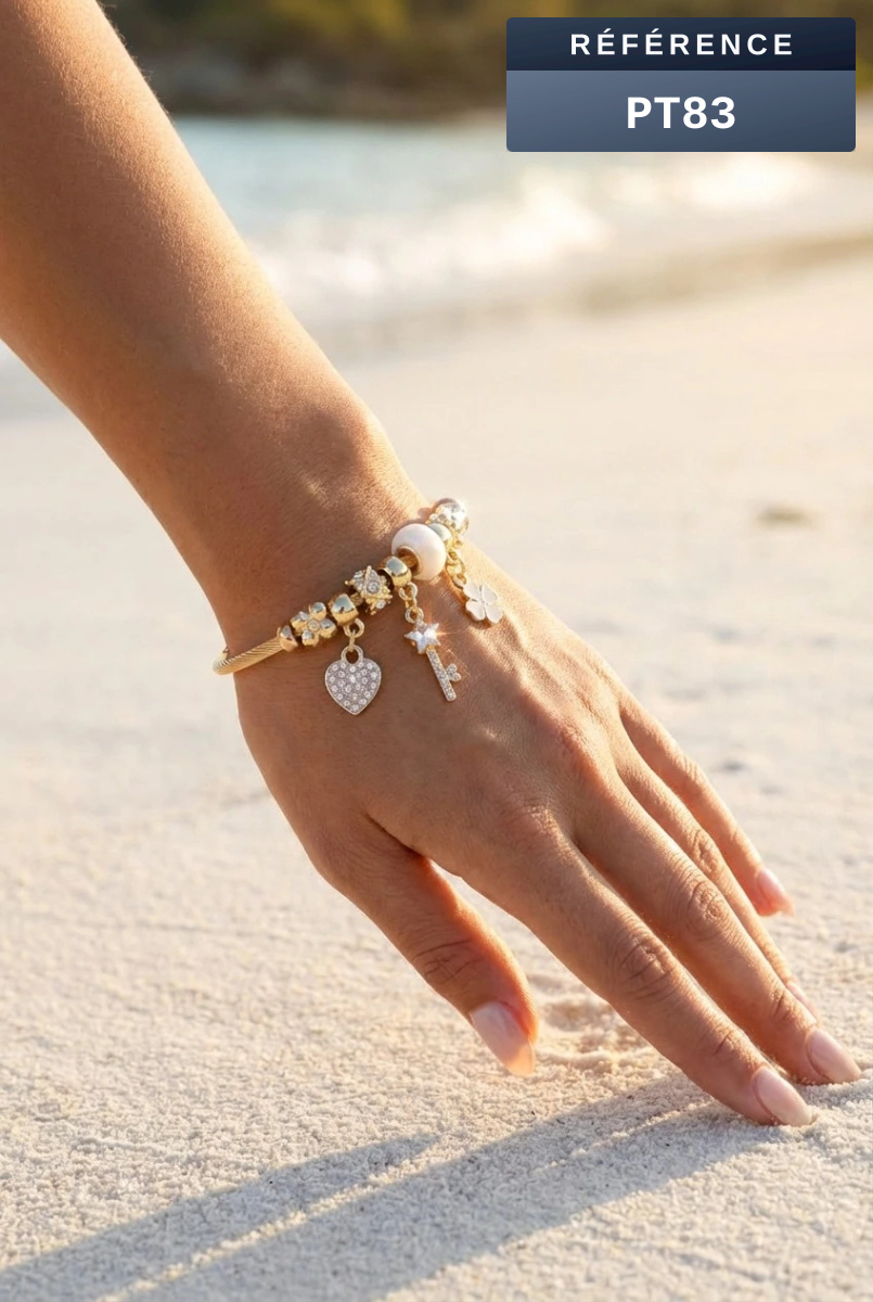 Grossista Beli & Jolie - Bracciale rigido con charms in metallo
