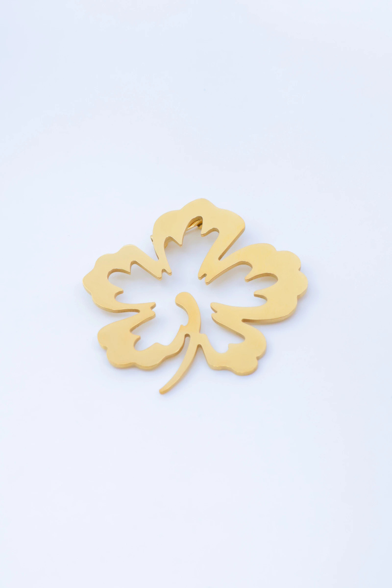 Grossiste Beli & Jolie - Broche trèfle en acier inoxydable