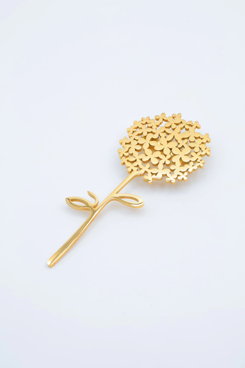 Grossiste Beli & Jolie - Broche fleur en acier inoxydable