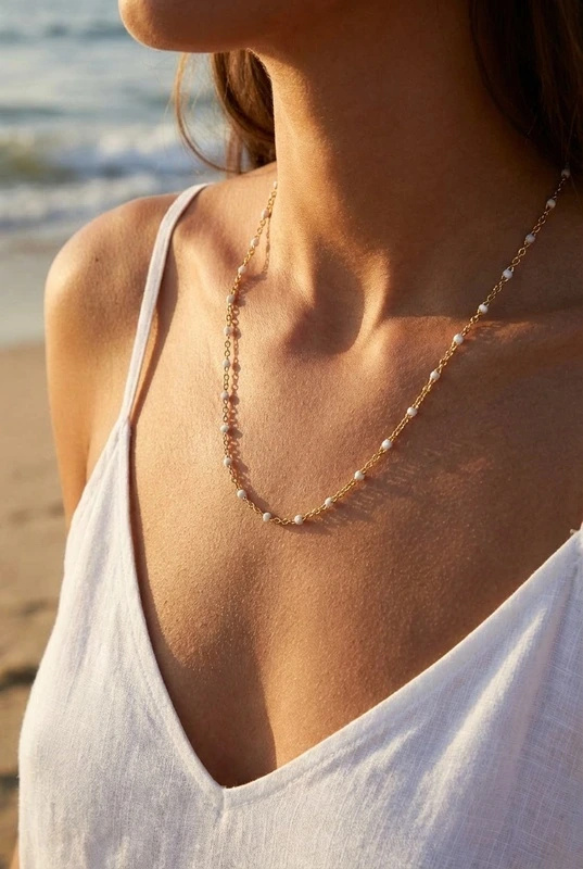 Grossiste Beli & Jolie - Collier avec maillons et pierres émaillées