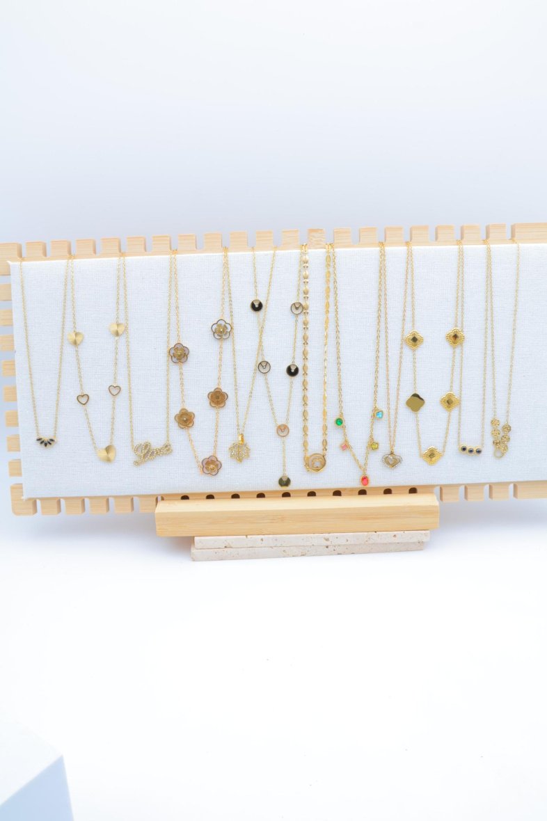 Grossista Beli & Jolie - Set di 12 collane in acciaio inossidabile con espositore