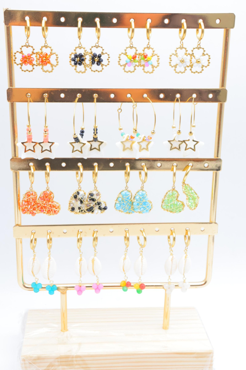 Grossista Beli & Jolie - Set di 16 paia di orecchini con espositore
