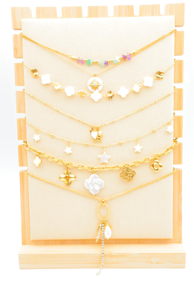 Grossista Beli & Jolie - Set di 6 collane in acciaio inossidabile con espositore