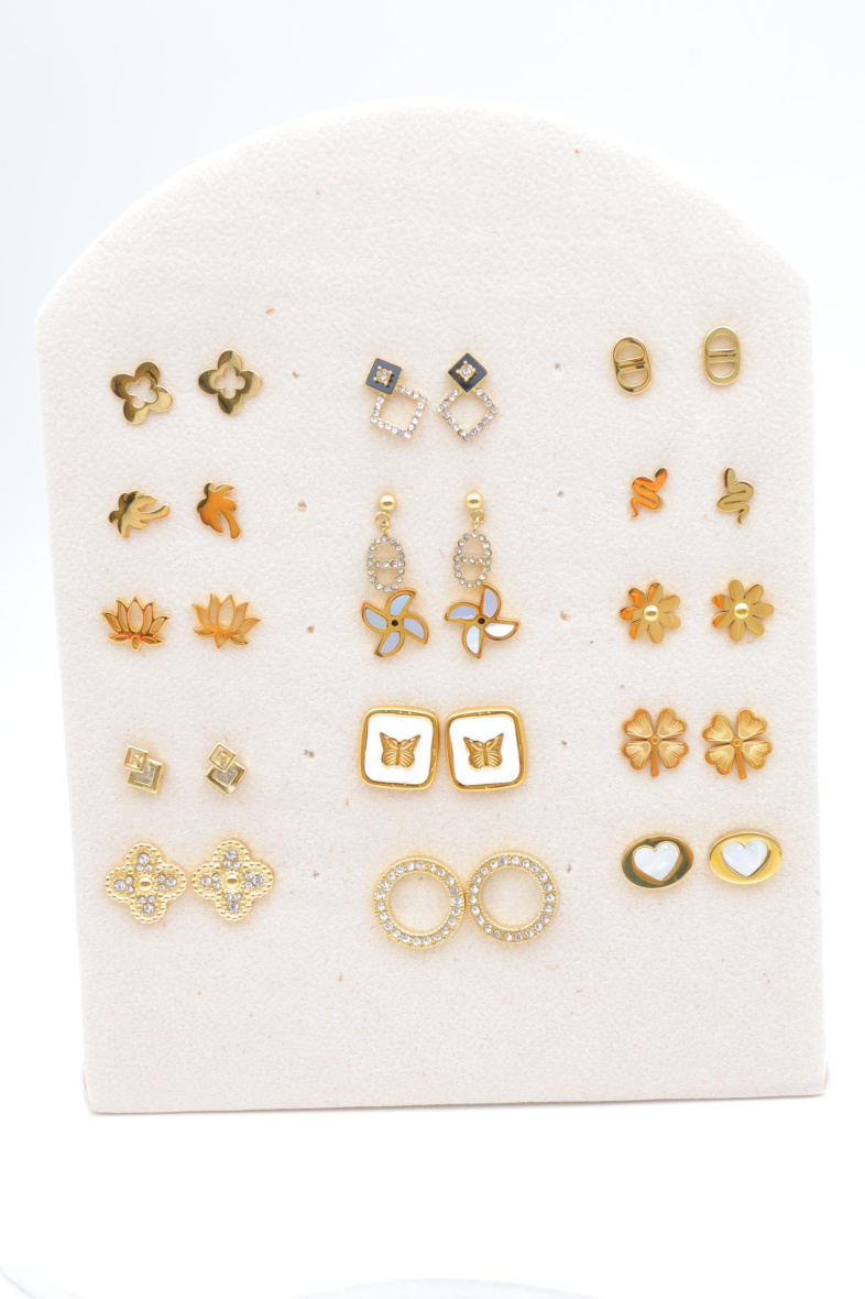 Grossista Beli & Jolie - Set di 15 paia di orecchini con espositore
