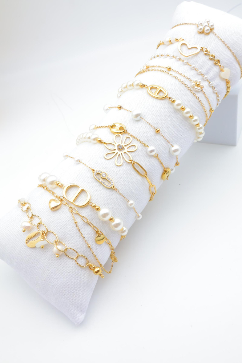 Grossista Beli & Jolie - Confezione di 12 braccialetti in acciaio inossidabile con cuscino