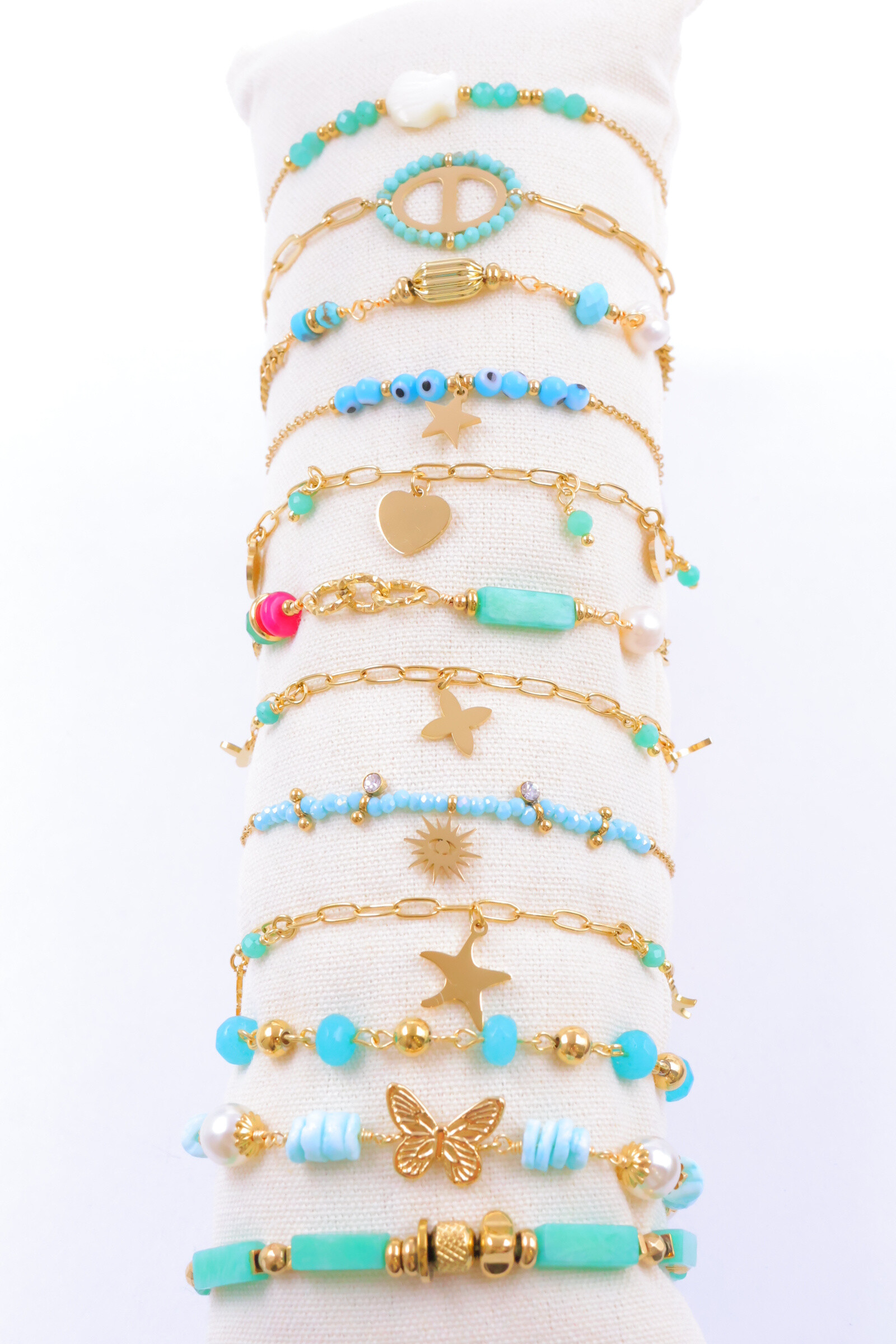 Grossista Beli & Jolie - Set di 12 bracciali in acciaio inossidabile con cuscino
