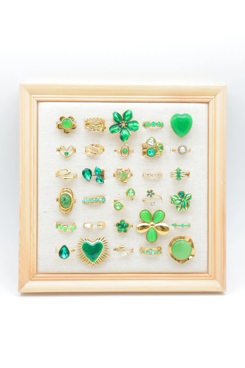 Mayorista Beli & Jolie - Lote de 30 anillos de acero inoxidable con expositor