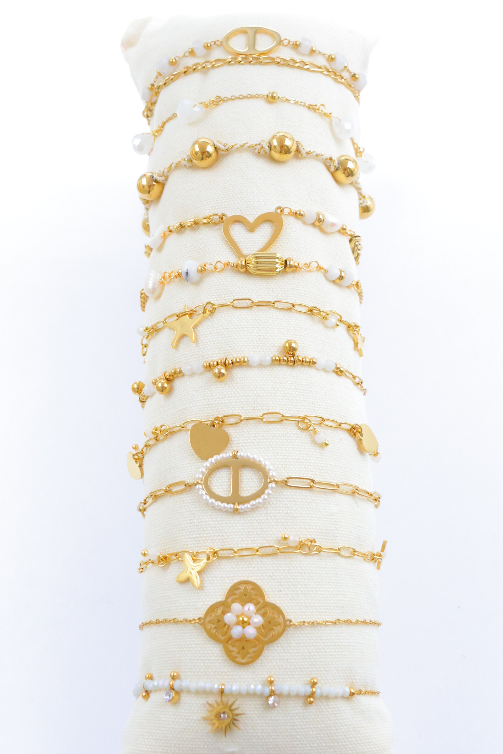 Grossista Beli & Jolie - Set di 12 bracciali in acciaio inossidabile con cuscino