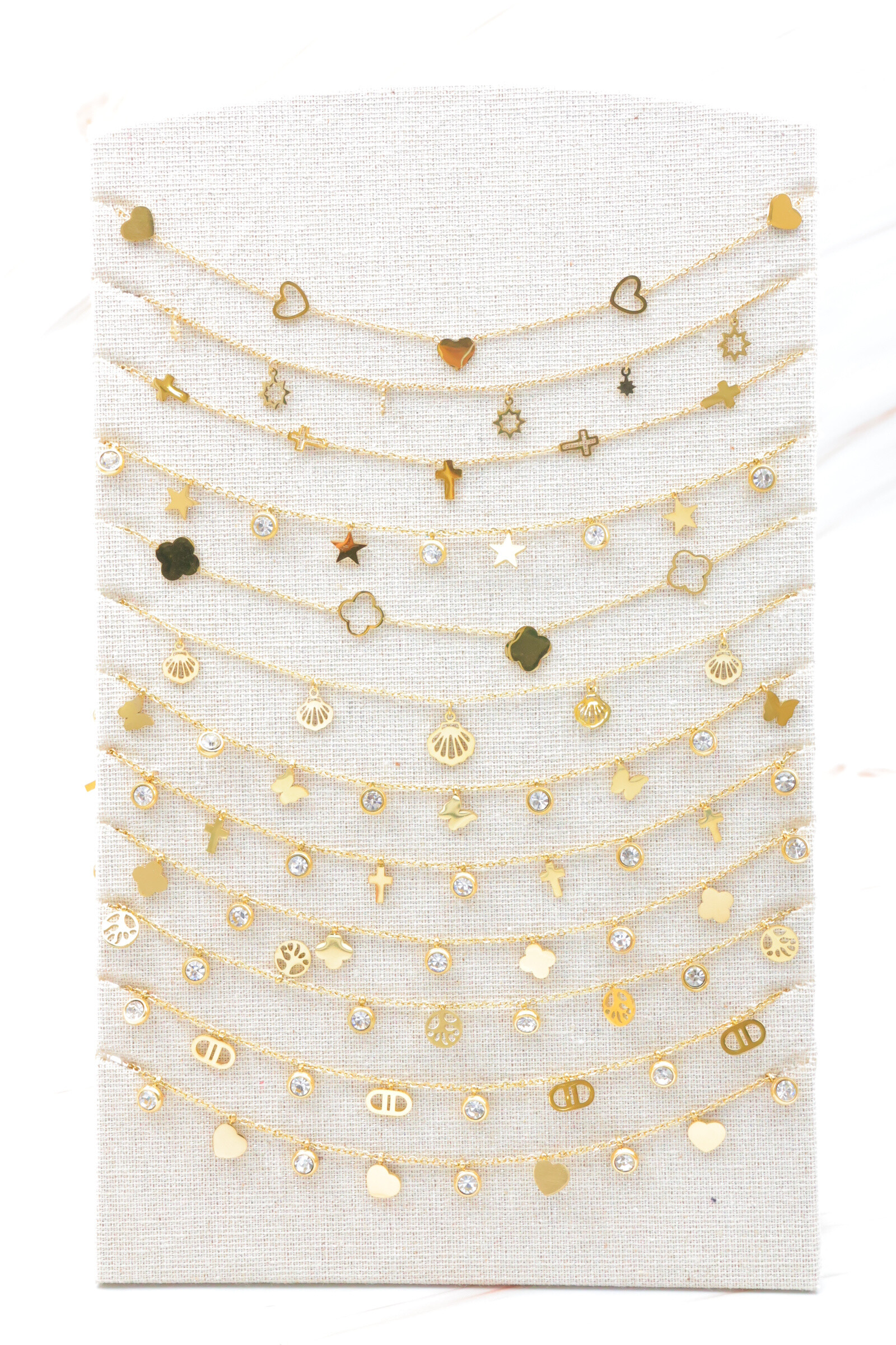 Mayorista Beli & Jolie - Conjunto de 12 collares de acero inoxidable con pantalla incluida